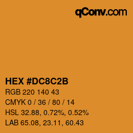 Color code: HEX #DC8C2B | qconv.com