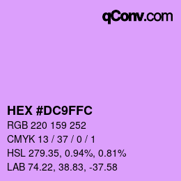 颜色代码: HEX #DC9FFC | qconv.com