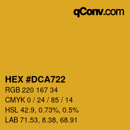 カラーコード: HEX #DCA722 | qconv.com