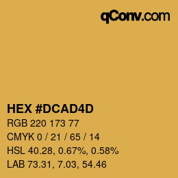颜色代码: HEX #DCAD4D | qconv.com