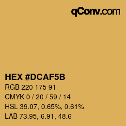 Color code: HEX #DCAF5B | qconv.com