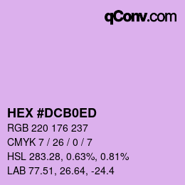 Color code: HEX #DCB0ED | qconv.com