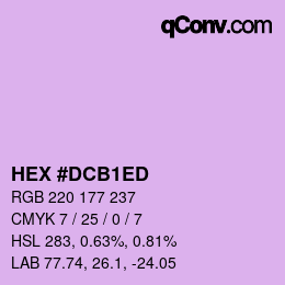 颜色代码: HEX #DCB1ED | qconv.com