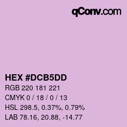 颜色代码: HEX #DCB5DD | qconv.com
