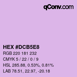 颜色代码: HEX #DCB5E8 | qconv.com