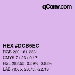 カラーコード: HEX #DCB5EC | qconv.com