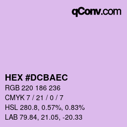 カラーコード: HEX #DCBAEC | qconv.com