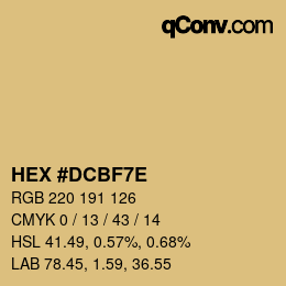 Color code: HEX #DCBF7E | qconv.com