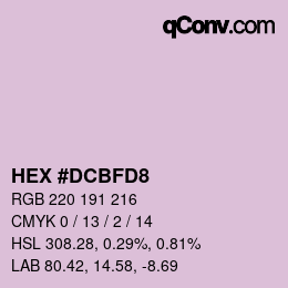 カラーコード: HEX #DCBFD8 | qconv.com