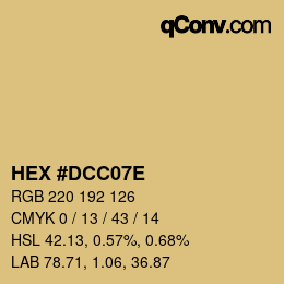 Color code: HEX #DCC07E | qconv.com
