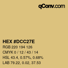 Color code: HEX #DCC27E | qconv.com