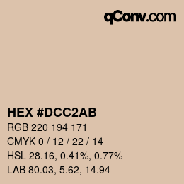 カラーコード: HEX #DCC2AB | qconv.com