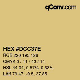 Color code: HEX #DCC37E | qconv.com
