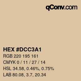 カラーコード: HEX #DCC3A1 | qconv.com