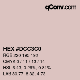 Farbcode: HEX #DCC3C0 | qconv.com