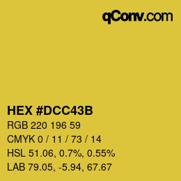 Color code: HEX #DCC43B | qconv.com