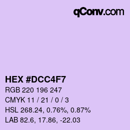 Color code: HEX #DCC4F7 | qconv.com
