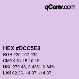 カラーコード: HEX #DCC5E8 | qconv.com