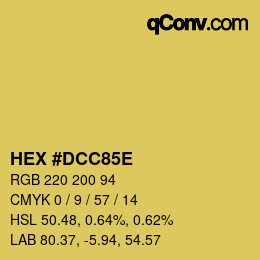 Color code: HEX #DCC85E | qconv.com