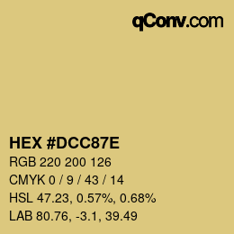 Color code: HEX #DCC87E | qconv.com