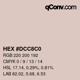 Color code: HEX #DCC8C0 | qconv.com