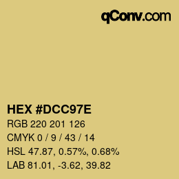 Color code: HEX #DCC97E | qconv.com