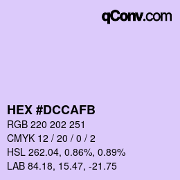 Color code: HEX #DCCAFB | qconv.com