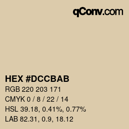 カラーコード: HEX #DCCBAB | qconv.com