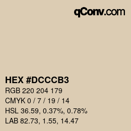 Color code: HEX #DCCCB3 | qconv.com