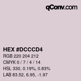 カラーコード: HEX #DCCCD4 | qconv.com