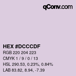 Color code: HEX #DCCCDF | qconv.com