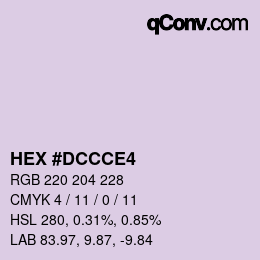 Color code: HEX #DCCCE4 | qconv.com