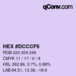 Color code: HEX #DCCCF6 | qconv.com