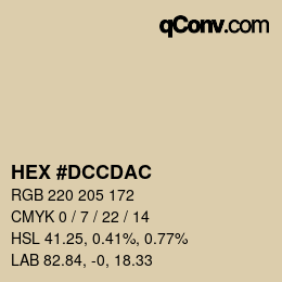 Color code: HEX #DCCDAC | qconv.com