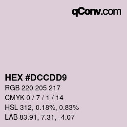 Color code: HEX #DCCDD9 | qconv.com