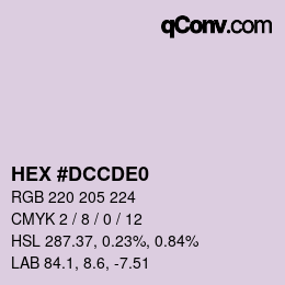 Color code: HEX #DCCDE0 | qconv.com