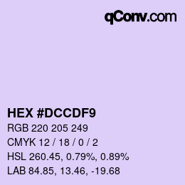カラーコード: HEX #DCCDF9 | qconv.com