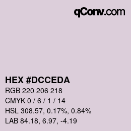 Color code: HEX #DCCEDA | qconv.com