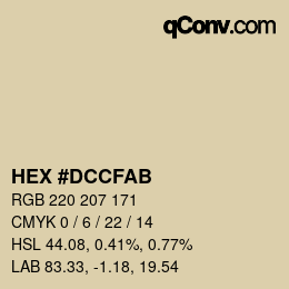 Color code: HEX #DCCFAB | qconv.com