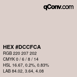 Color code: HEX #DCCFCA | qconv.com