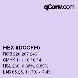 Color code: HEX #DCCFF6 | qconv.com