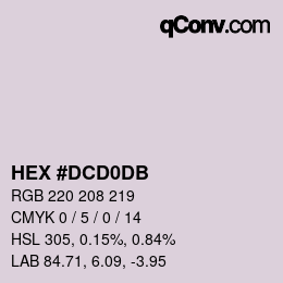 颜色代码: HEX #DCD0DB | qconv.com