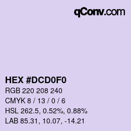 Color code: HEX #DCD0F0 | qconv.com