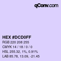 颜色代码: HEX #DCD0FF | qconv.com
