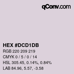 颜色代码: HEX #DCD1DB | qconv.com