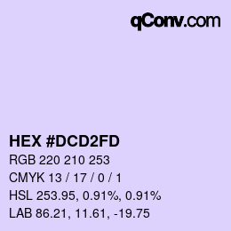 カラーコード: HEX #DCD2FD | qconv.com
