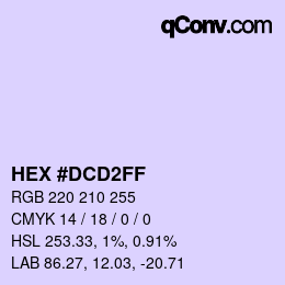 Color code: HEX #DCD2FF | qconv.com