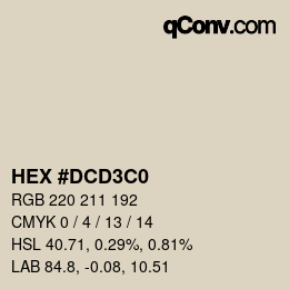 カラーコード: HEX #DCD3C0 | qconv.com
