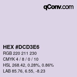 Farbcode: HEX #DCD3E6 | qconv.com
