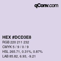 Color code: HEX #DCD3E8 | qconv.com